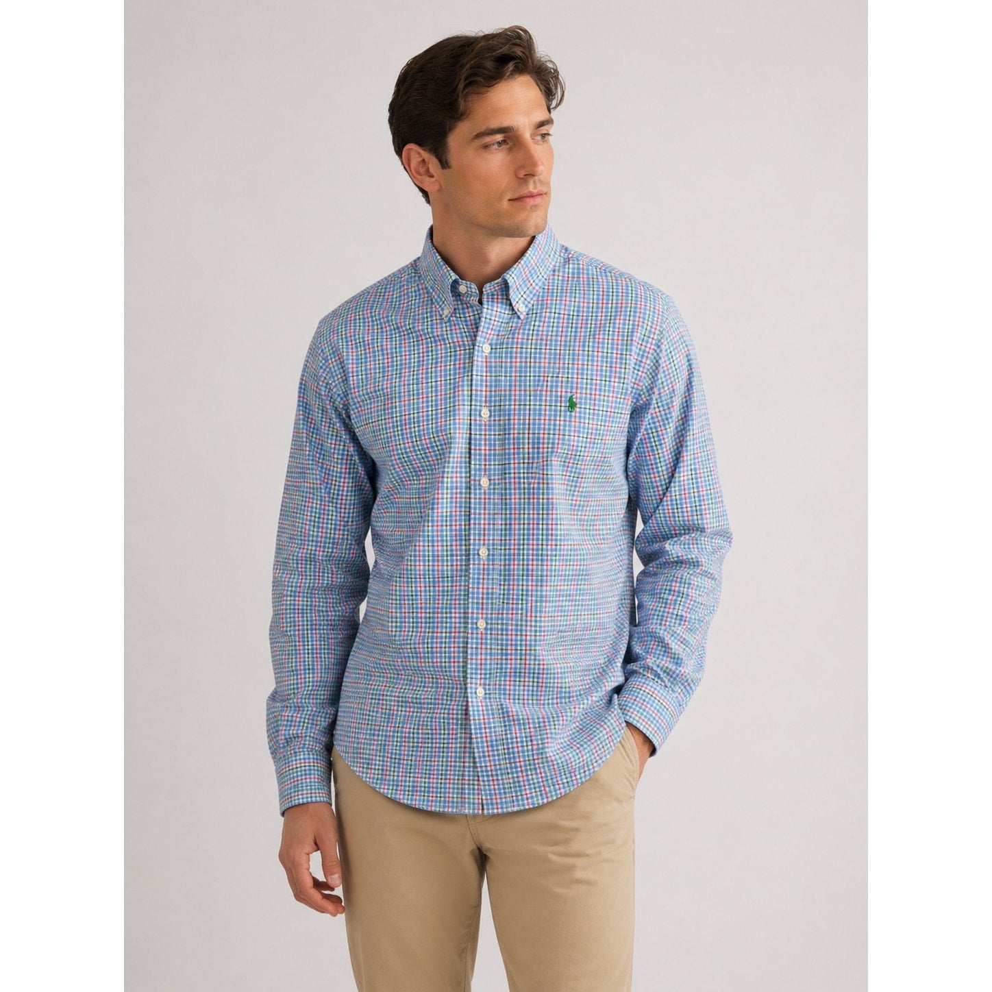 Polo Ralph Lauren Oxford Button Down Shirt in Multi-Color Plaid — Size Medium