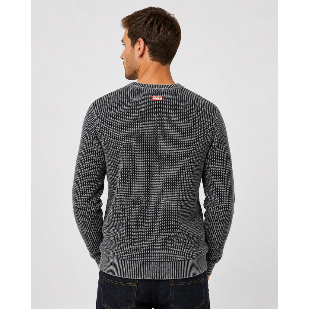 Hunter Waffle Knit Grey Crew Neck Sweater - Small