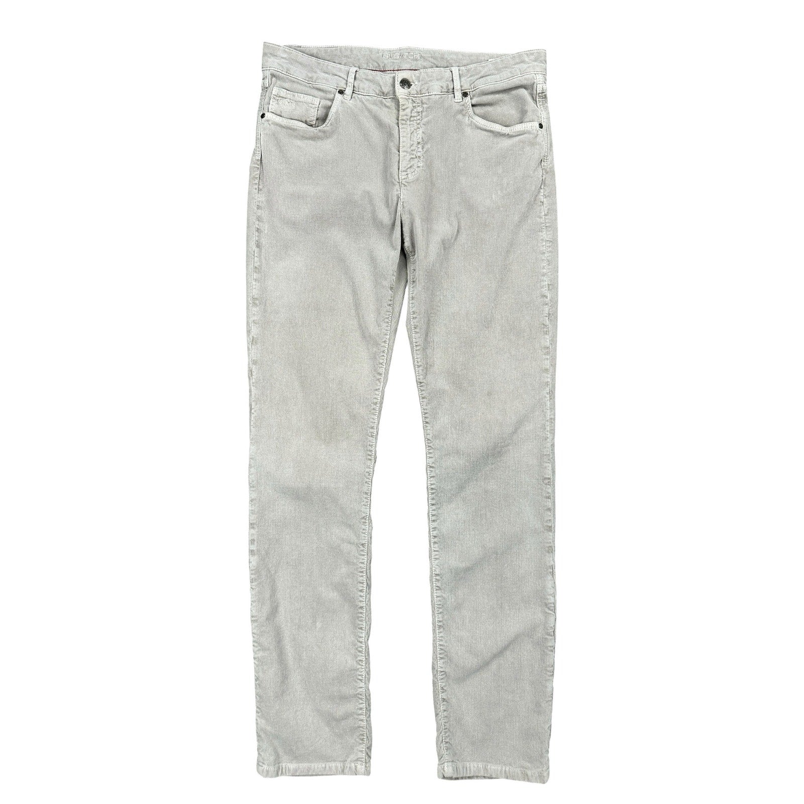 Bugatchi Fitil Velvet Corduroy Straight Pants in Stone — Size 35 // Preowned