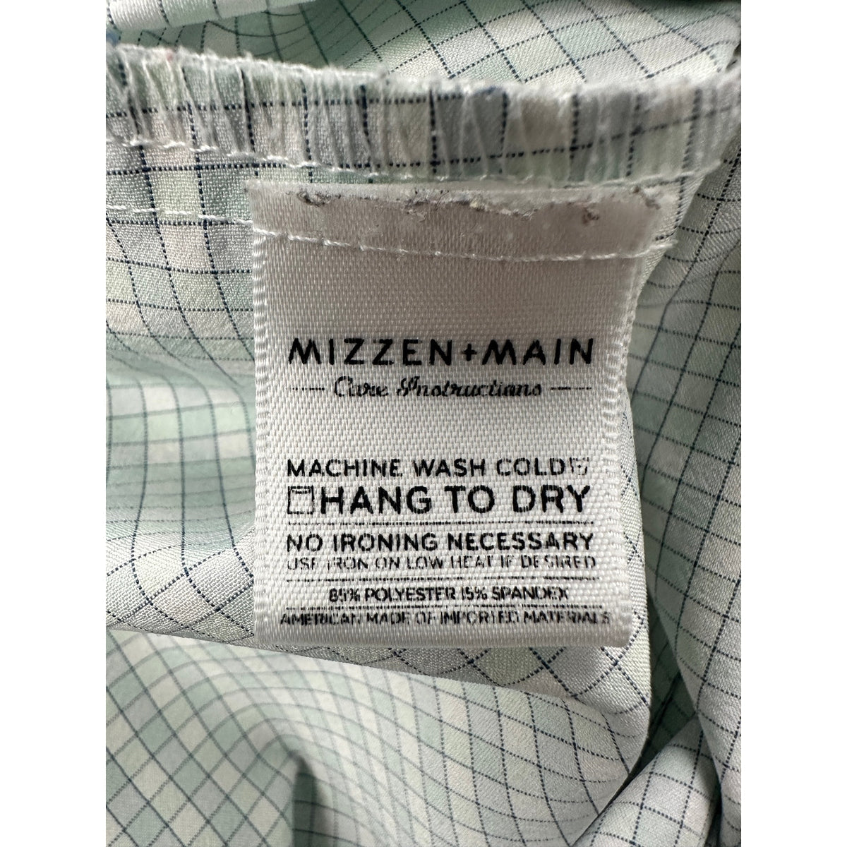 Mizzen+Main Leeward Collection Performance Plaid Trim Fit Long Sleeve Shirt — Size Medium // Preowned