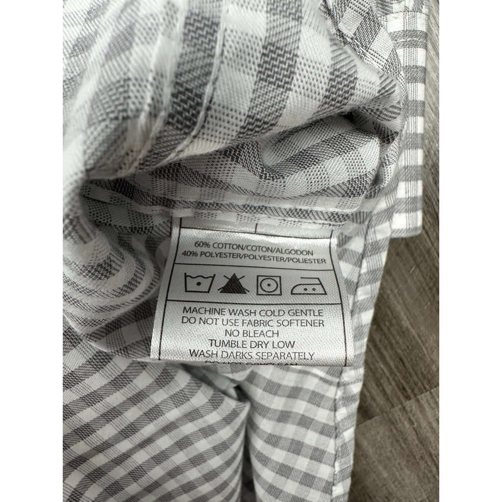 Antigua LSU Tigers Structure Checkered Long Sleeve Button Down in Gray White — Size Large // Preowned