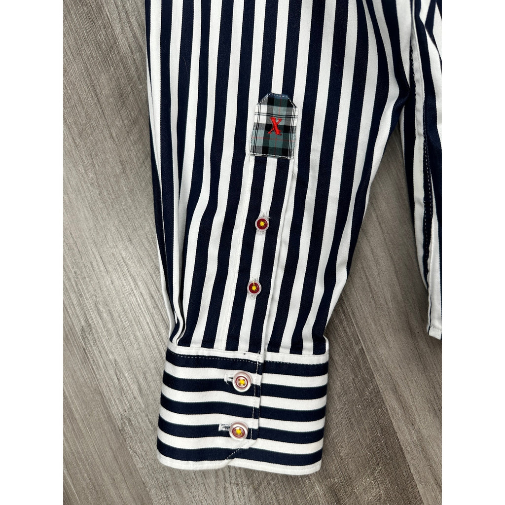 Robert Graham X Collection Tailored Fit Bengal Stripe Long Sleeve Shirt — Size Large // Preowned