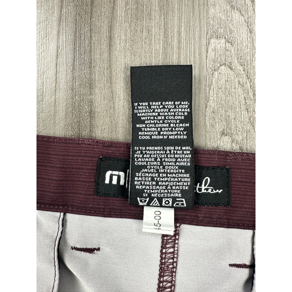Travis Mathew Striped Golf Shorts in Maroon Black — Size 38 // Preowned