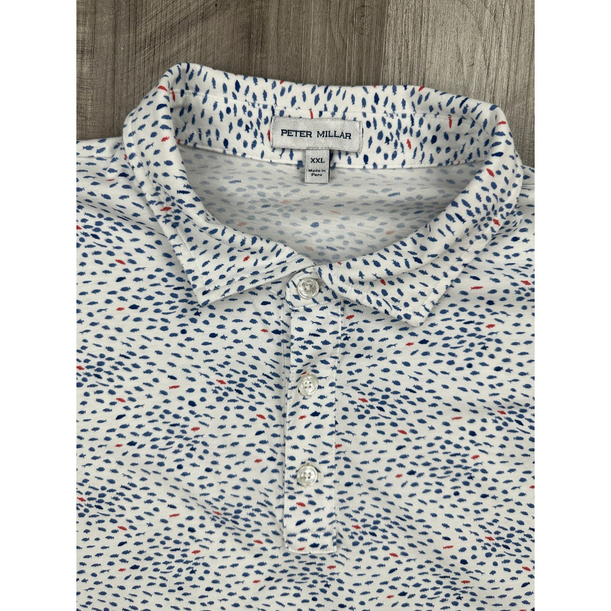Peter Millar Crown Pilot Mill Ocean Traffic Fish Pima Cotton Golf Polo — Size 2XL // Preowned