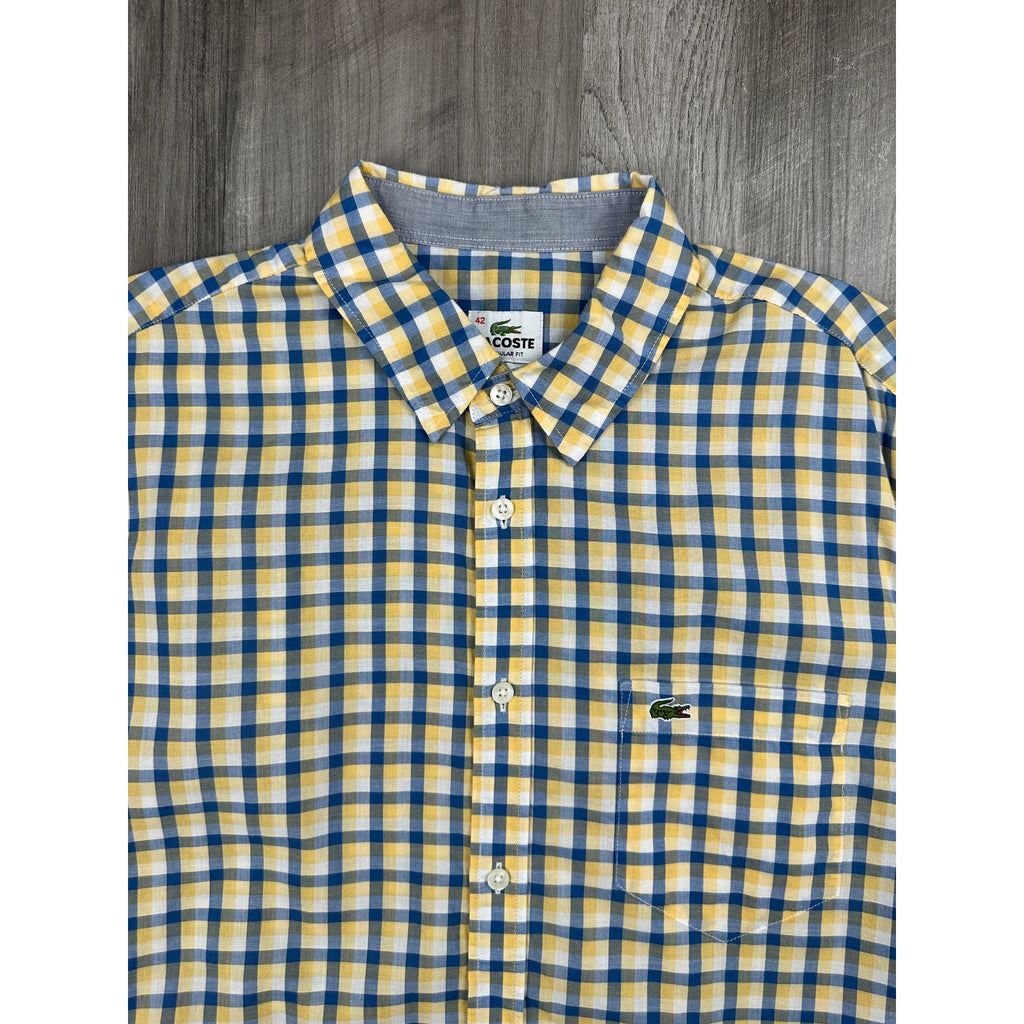 Lacoste Regular Fit Poplin Check Long Sleeve Shirt — Size 42 (Large) // Preowned