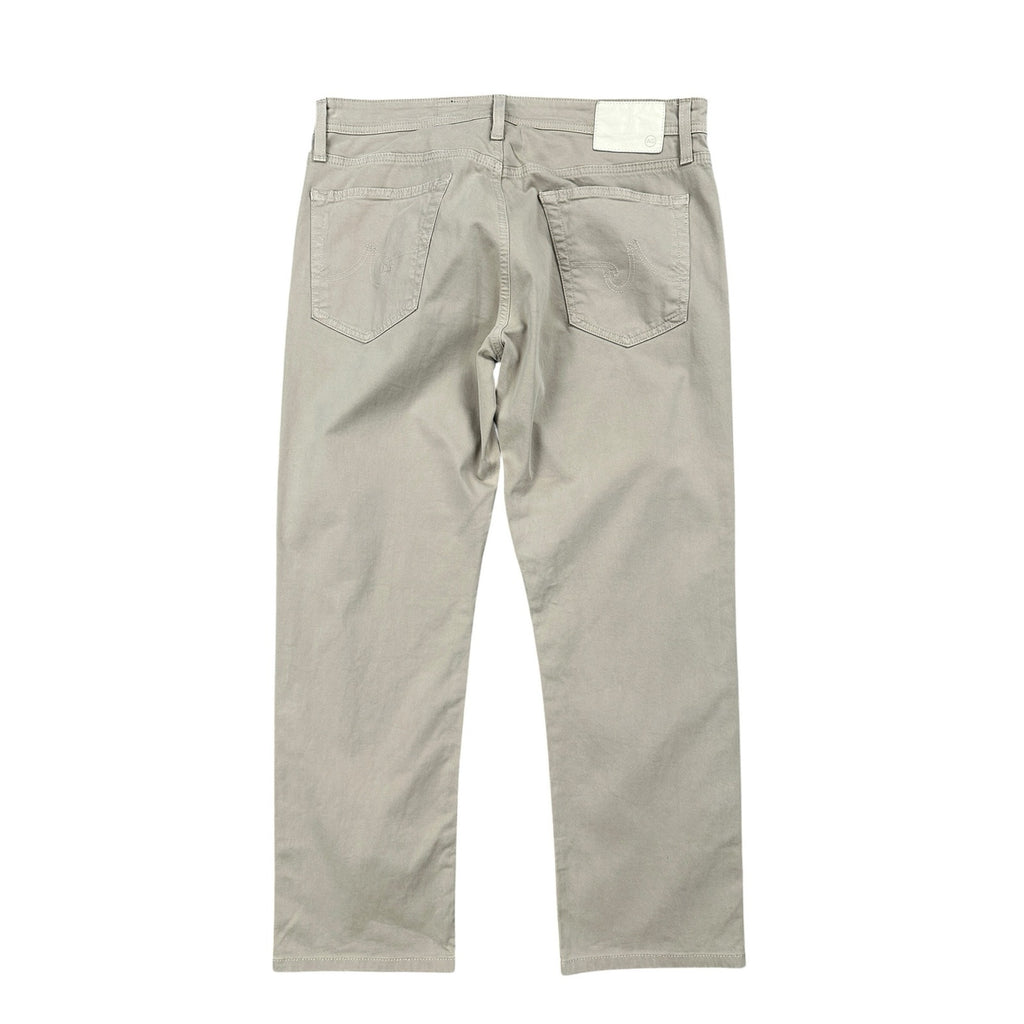 AG Adriano Goldschmied Graduate Tailored Leg Sueded Stretch Sateen Chino Jean in Khaki — Size 34x32 // Preowned
