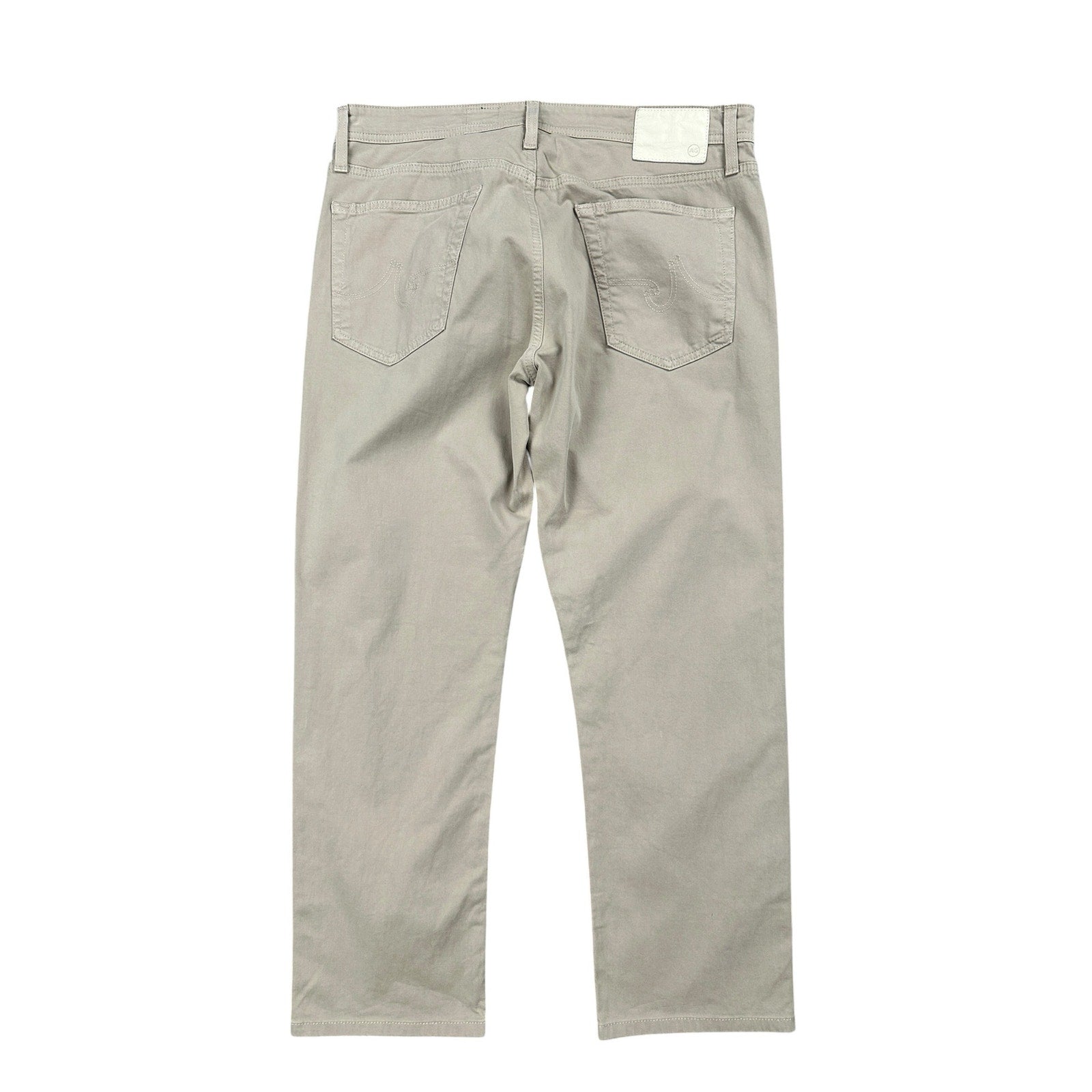 AG Adriano Goldschmied Graduate Tailored Leg Sueded Stretch Sateen Chino Jean in Khaki — Size 34x32 // Preowned