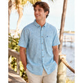 Southern Marsh Flamingos Linen Blend Short Sleeve Shirt in Light Blue — Size XL // Preowned