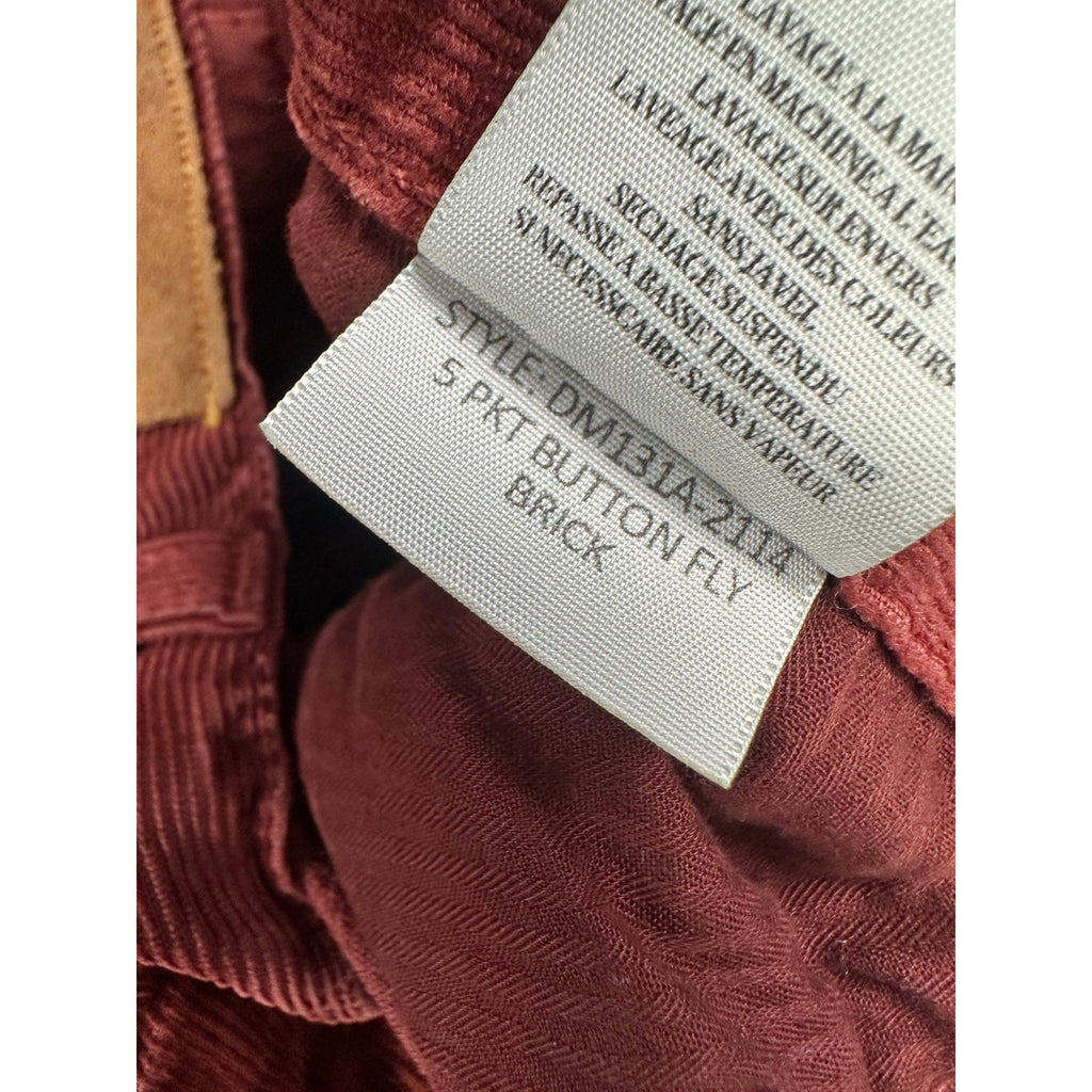 Vince Velvet Corduroy Skinny Fit Made in USA Button Fly Jeans in Brick Red — Size 34 // Preowned