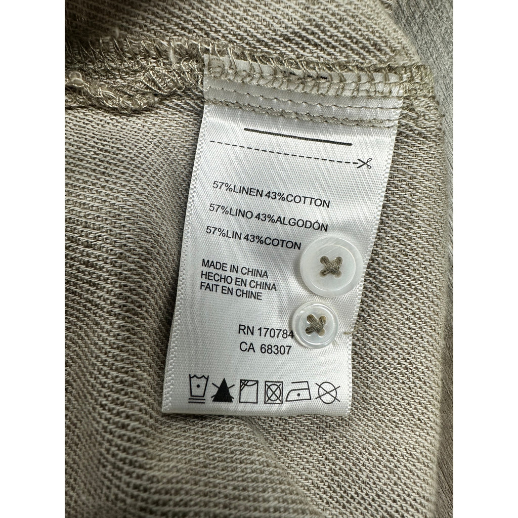 Psycho Bunny Windcrest Linen Blend Short Sleeve Button Down in Jute — Size 3XL