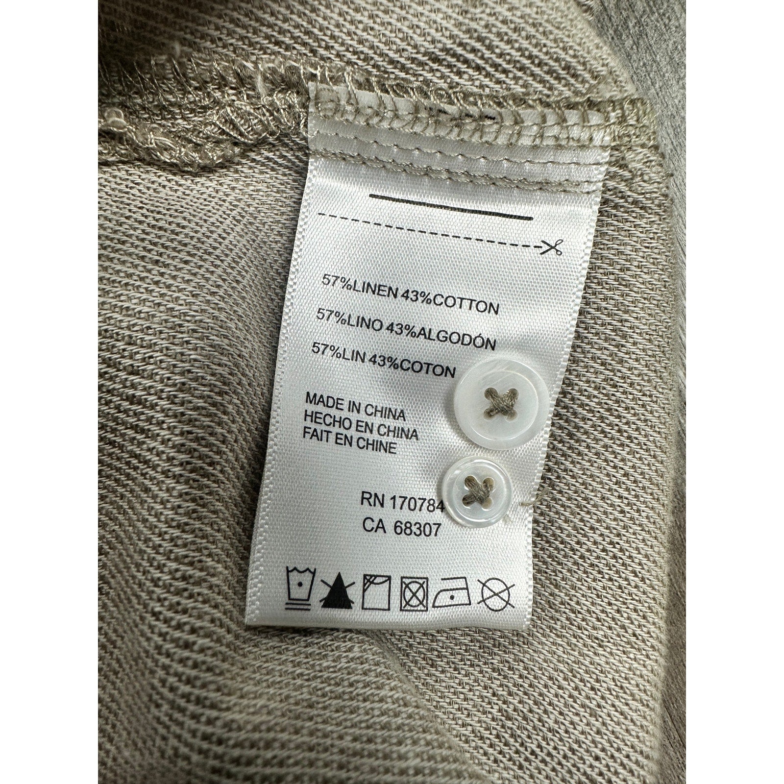Psycho Bunny Windcrest Linen Blend Short Sleeve Button Down in Jute — Size 3XL