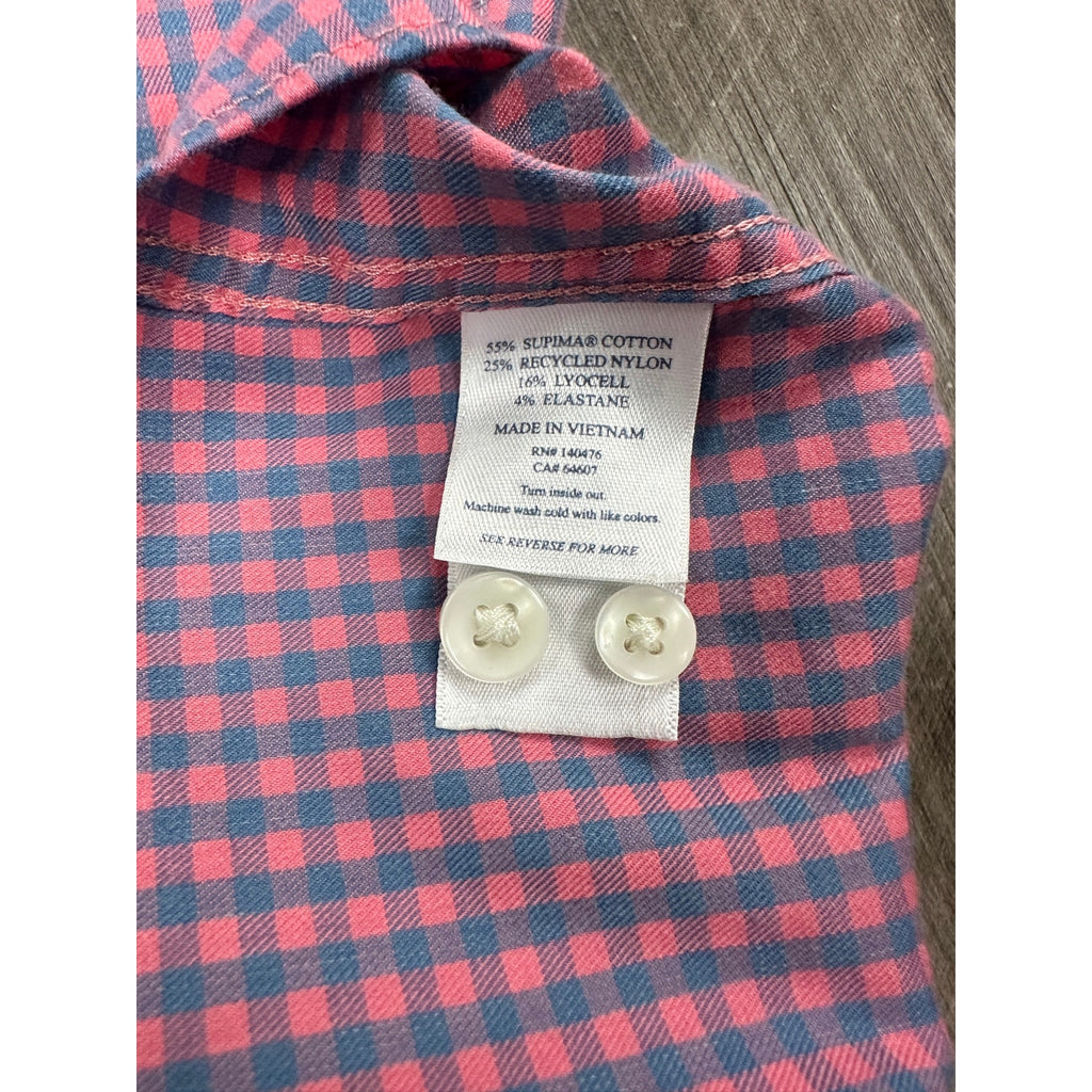 Faherty The Movement Long Sleeve Shirt in Blue Rose Gingham — Size Large // Preowned