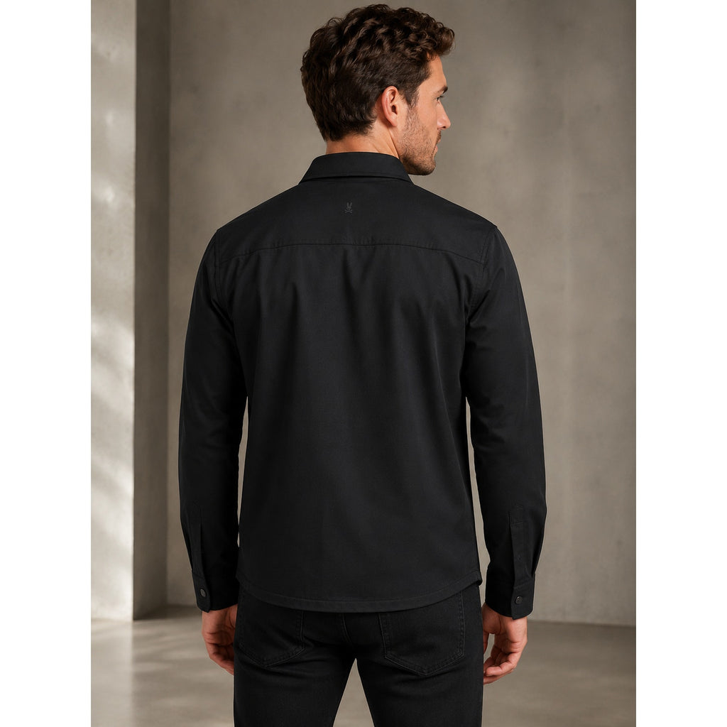 Psycho Bunny Black Harrison Overshirt Full Snap Button Jacket - 3XL