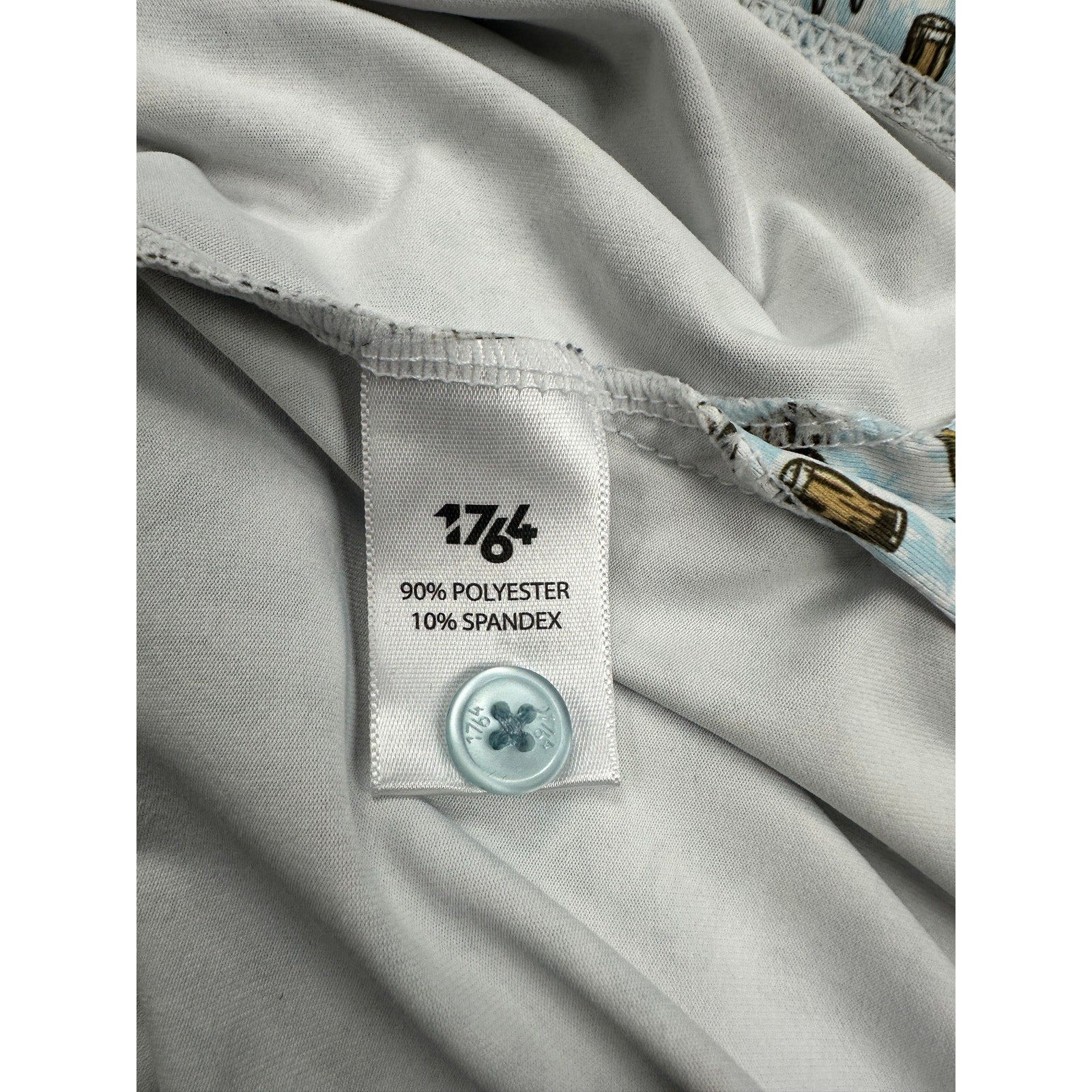1764 Beer Crab Golf Polo in White Light Blue Lobster Print — Size Medium // Preowned
