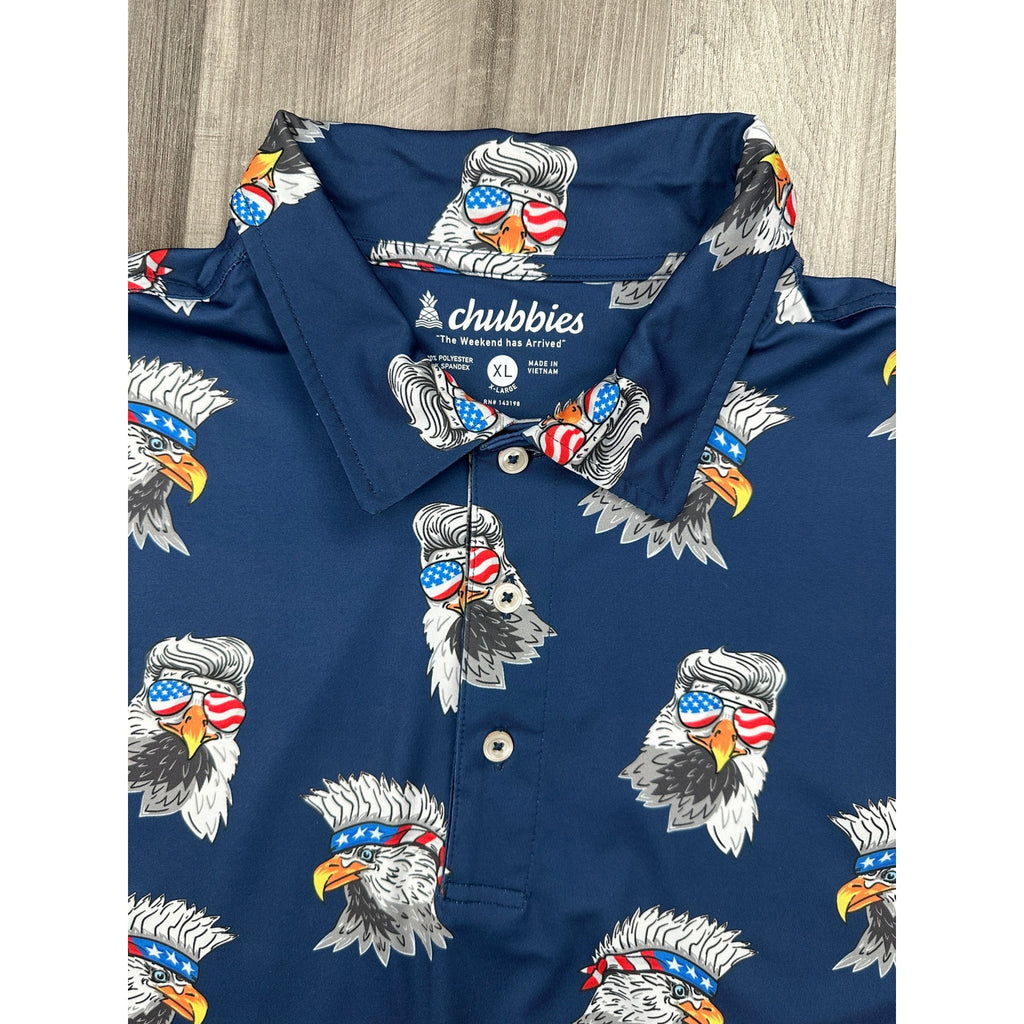 Chubbies The Bird Eye Blind USA Performance Polo in Navy — Size XL // Preowned