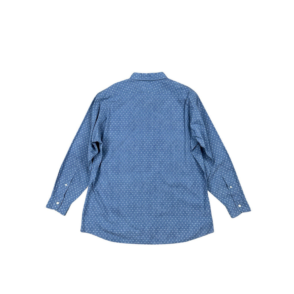 Proper Cloth Starburst Long Sleeve Shirt in Vintage Wash Blue, White — Size 2XL // Preowned