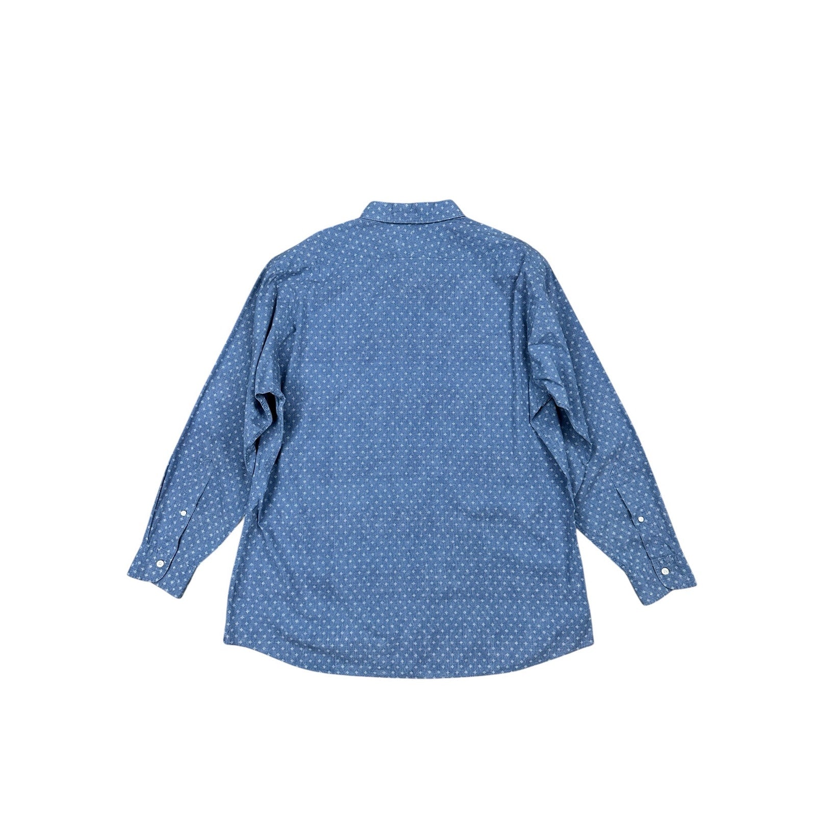 Proper Cloth Starburst Long Sleeve Shirt in Vintage Wash Blue, White — Size 2XL // Preowned