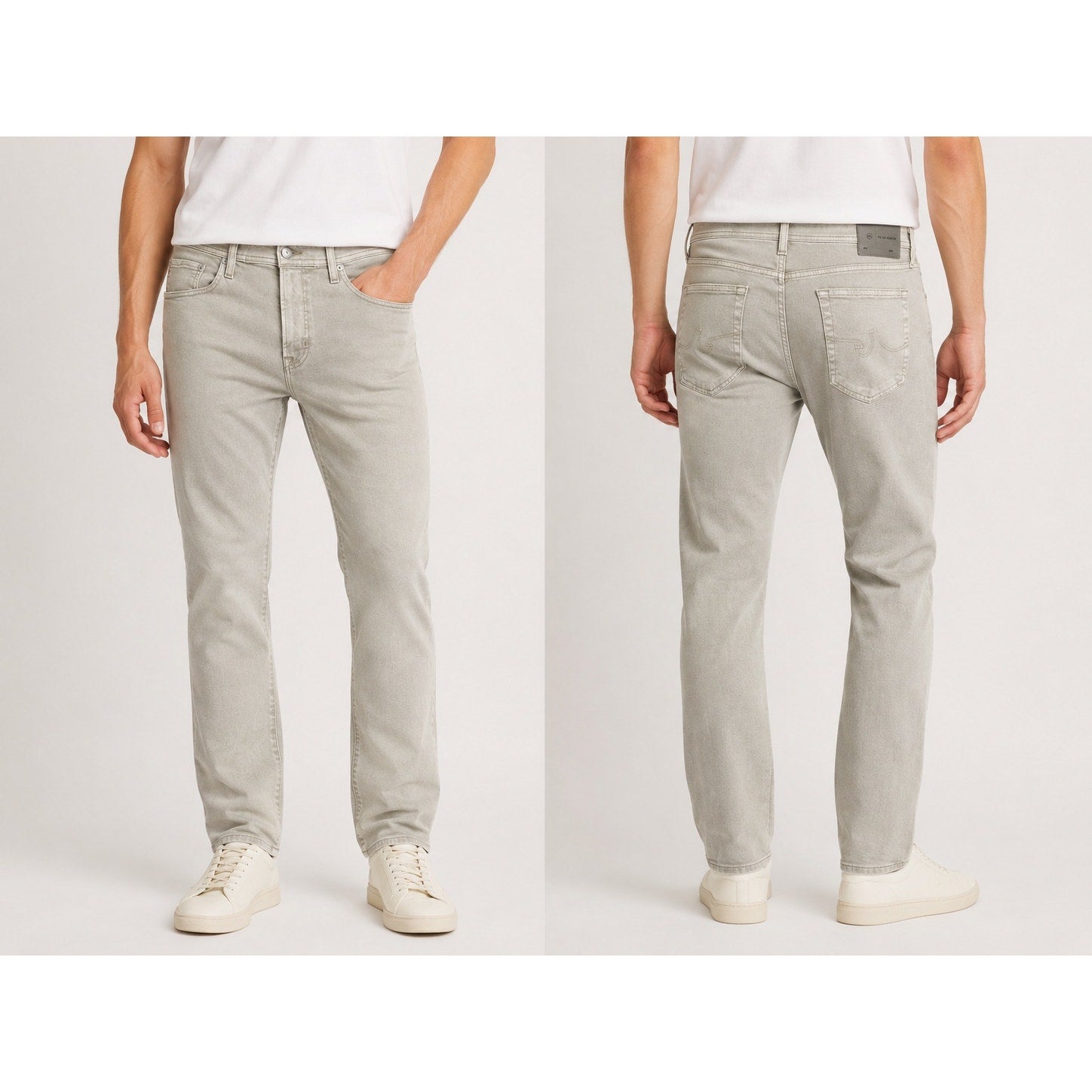 AG Adriano Goldschmied Denim Everett Slim Straight Jean in Beige Khaki — Size 36x32 // Preowned