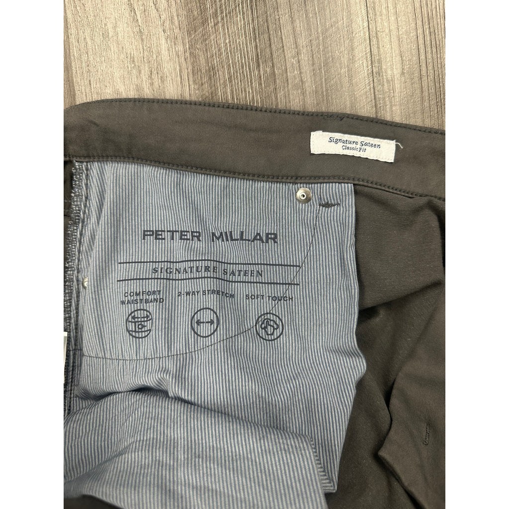 Peter Millar Signature Sateen Classic Fit 5 Pocket Pants in Gray — Size 44x30 // Preowned