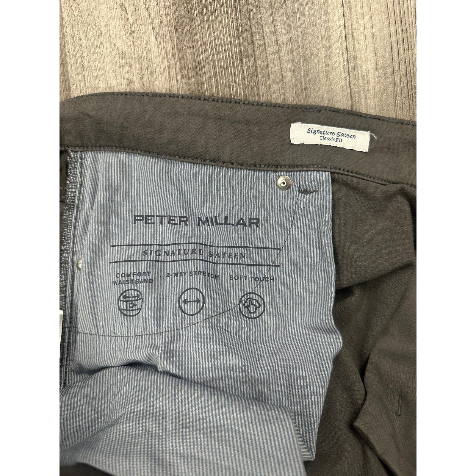 Peter Millar Signature Sateen Classic Fit 5 Pocket Pants in Gray — Size 44x30 // Preowned