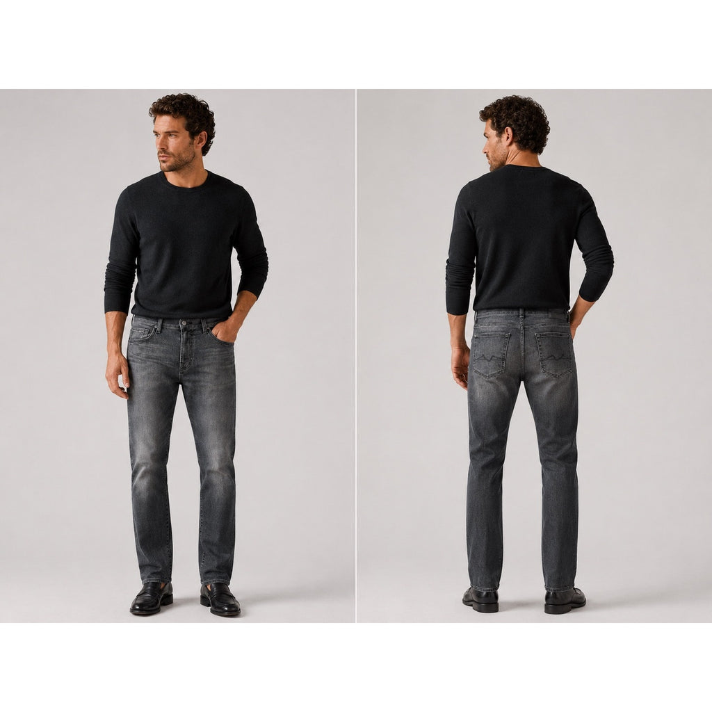 7 For All Mankind Slimmy Straight Leg Jean in Black — Size 33 // Preowned