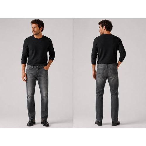 7 For All Mankind Slimmy Straight Leg Jean in Black — Size 33 // Preowned