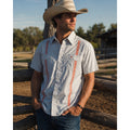 Texas Standard Guayabera Libre Western Performance Shirt in Gray and Orange — Size XL // Preowned