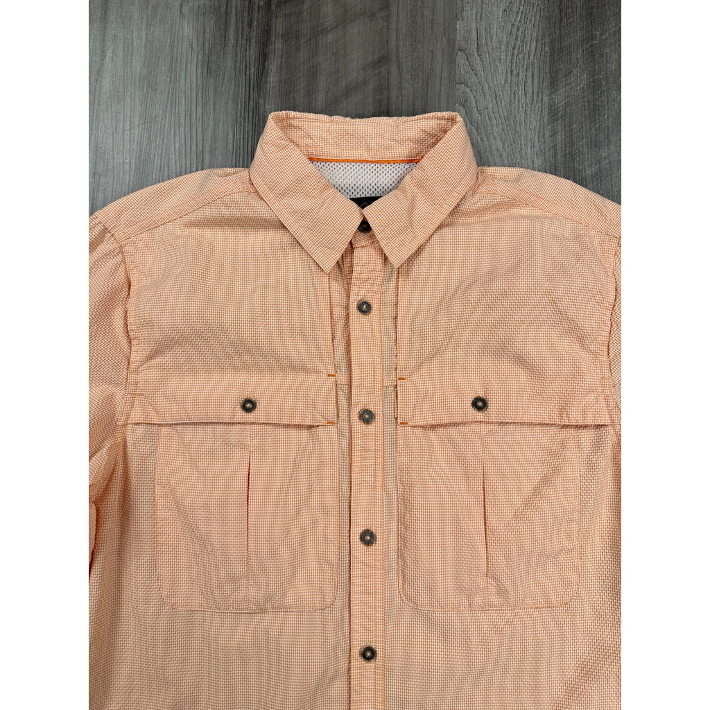 Orvis Open Air Caster UPF 40+ Vented Long Sleeve Fishing Button Down in Orange White — Size Small // Preowned