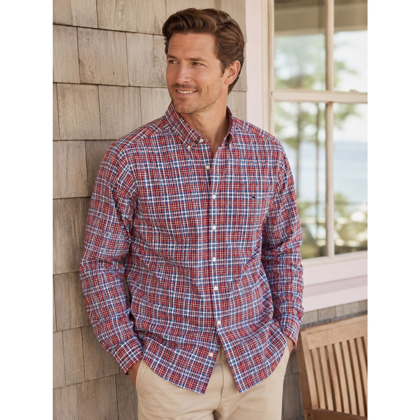 Vineyard Vines Gilbert’s Pond Plaid Slim Fit Tucker Long Sleeve Button Down - XL