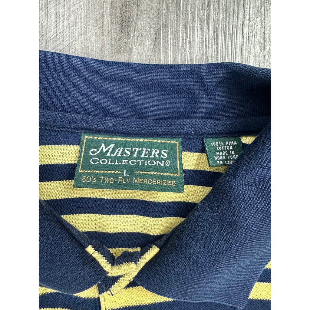 Masters Collection 60's Two Ply Mercerized Striped Classic Pique Polo — Size Large // Preowned