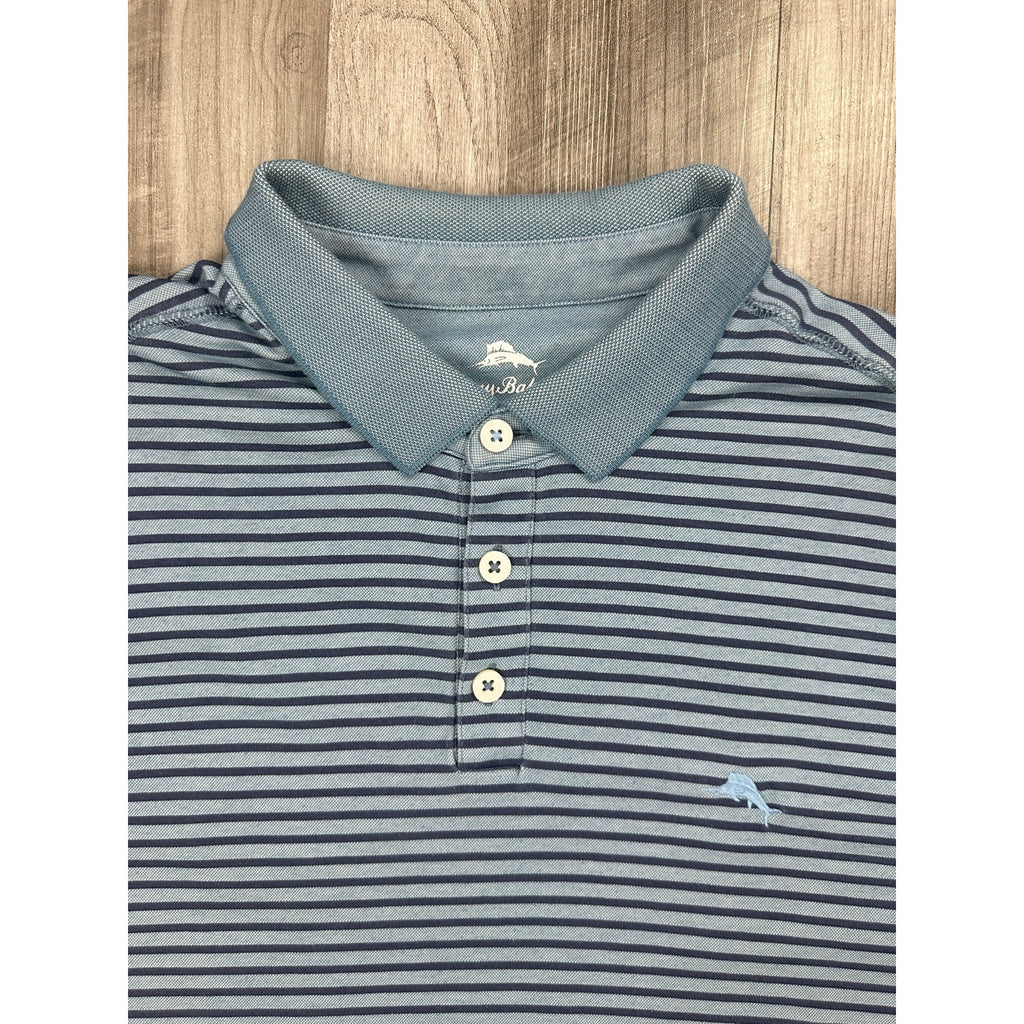 Tommy Bahama Supima Cotton Moisture Wicking Striped Pique Short Sleeve Polo — Size XL // Preowned