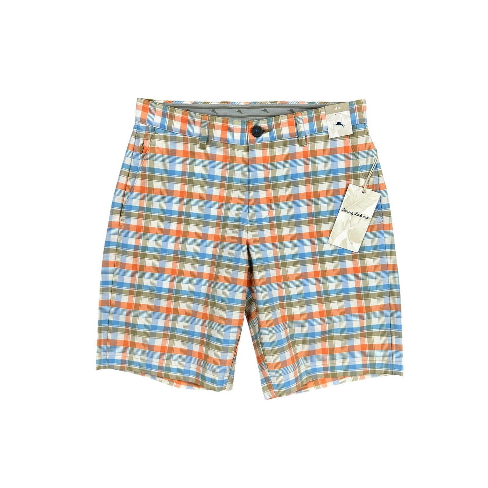 Tommy Bahama Chip Shot Caddie Plaid Golf Shorts in Continental — Size 29