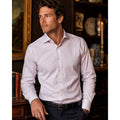 Eton Contemporary Fit Fine Twill Geometric Long Sleeve Shirt in Dark Pink, White — Size 15.5 (Medium) // Preowned