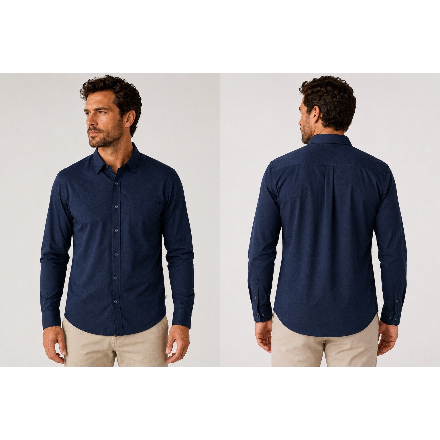 7 Diamonds 4-Way Stretch Oxford Long Sleeve Button Down in Navy — Size 2XL