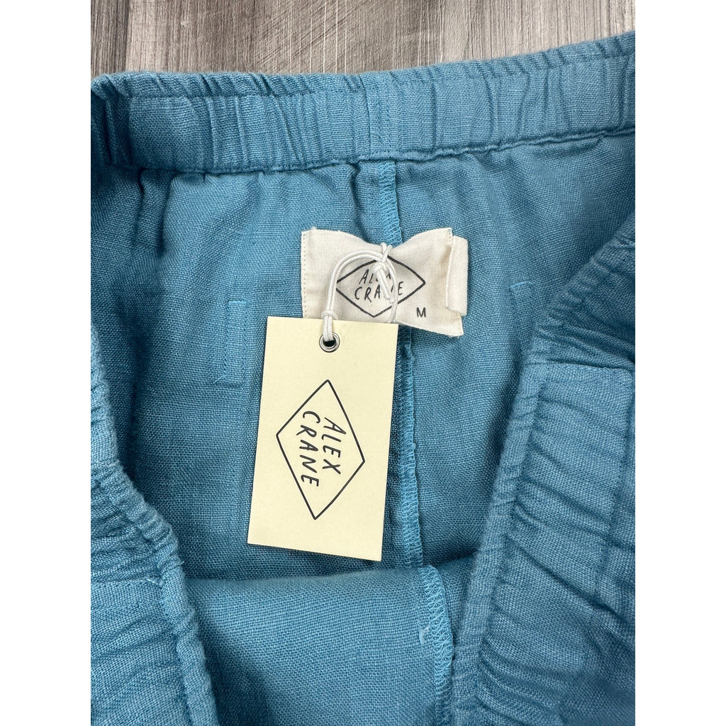 Alex Crane Bo Drawstring Linen Pants in Blue — Size Medium