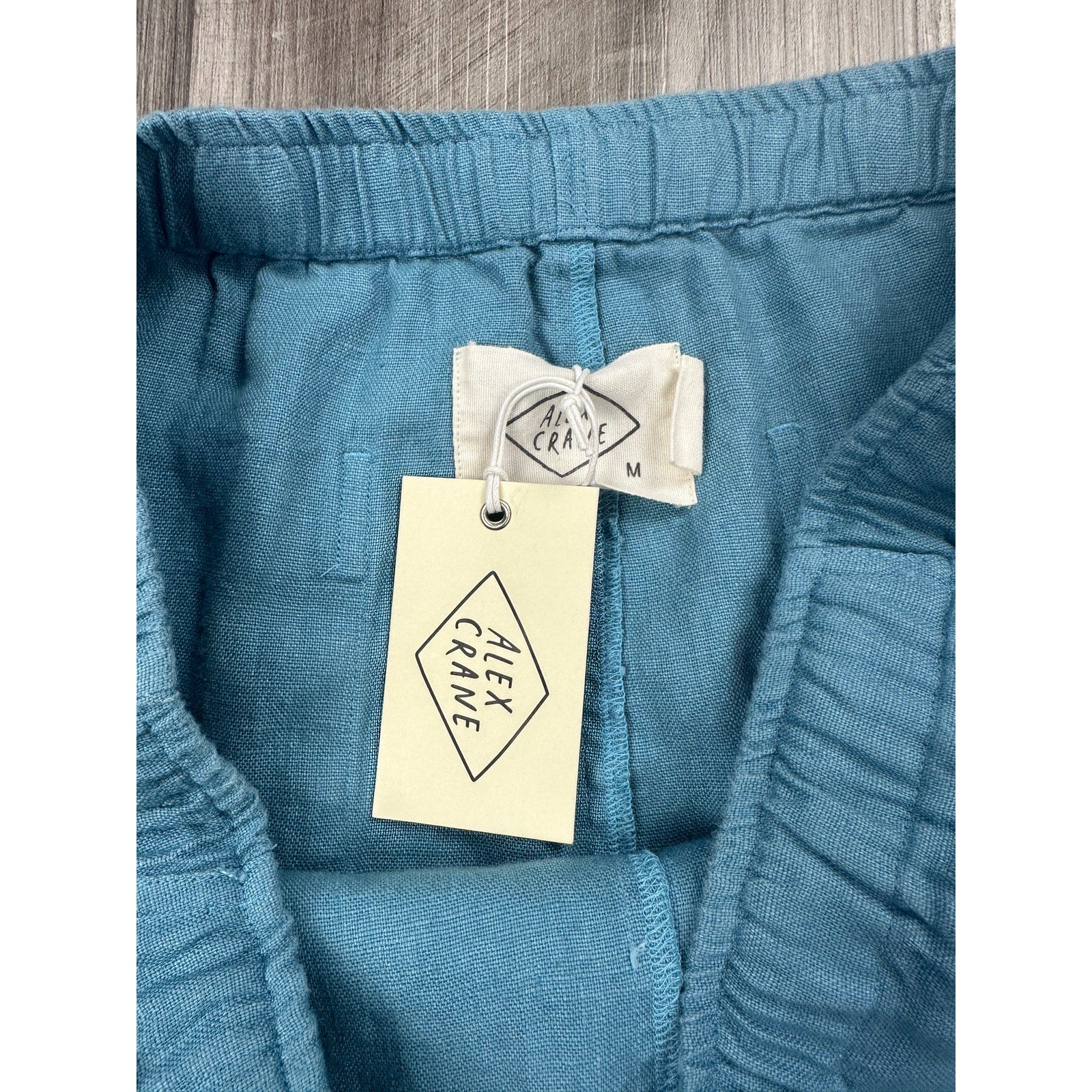 Alex Crane Bo Drawstring Linen Pants in Blue — Size Medium