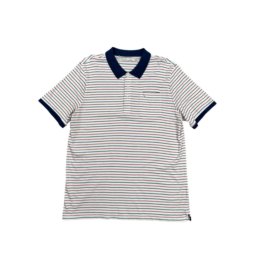 Criquet Classic Players Shirt Striped Polo White Red Navy Pima Cotton — Size XL