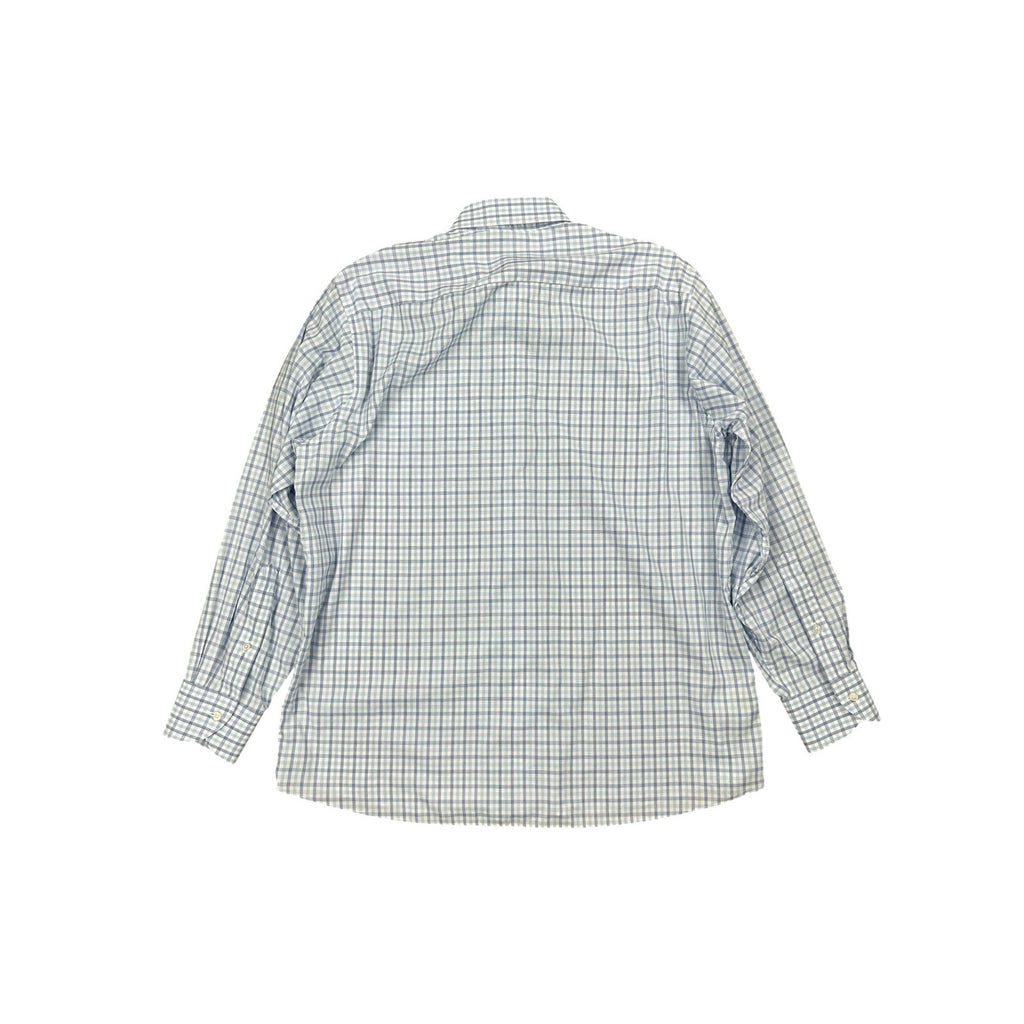 Proper Cloth Irving Blue End on End Check Long Sleeve Shirt in Blue, White — Size Medium // Preowned