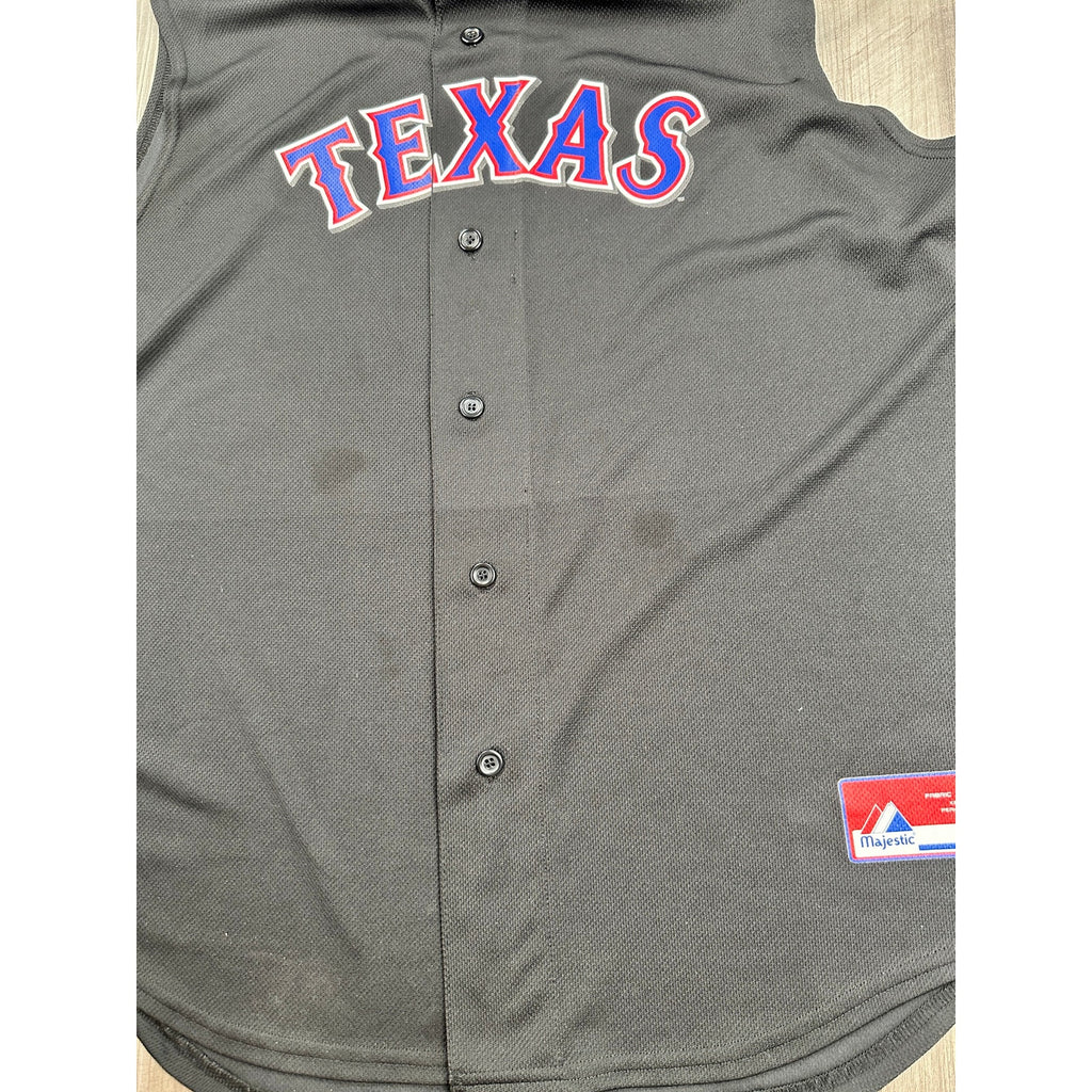 Majestic Texas Rangers Cool Base Blackout Sleeveless Mesh Jersey — Size L
