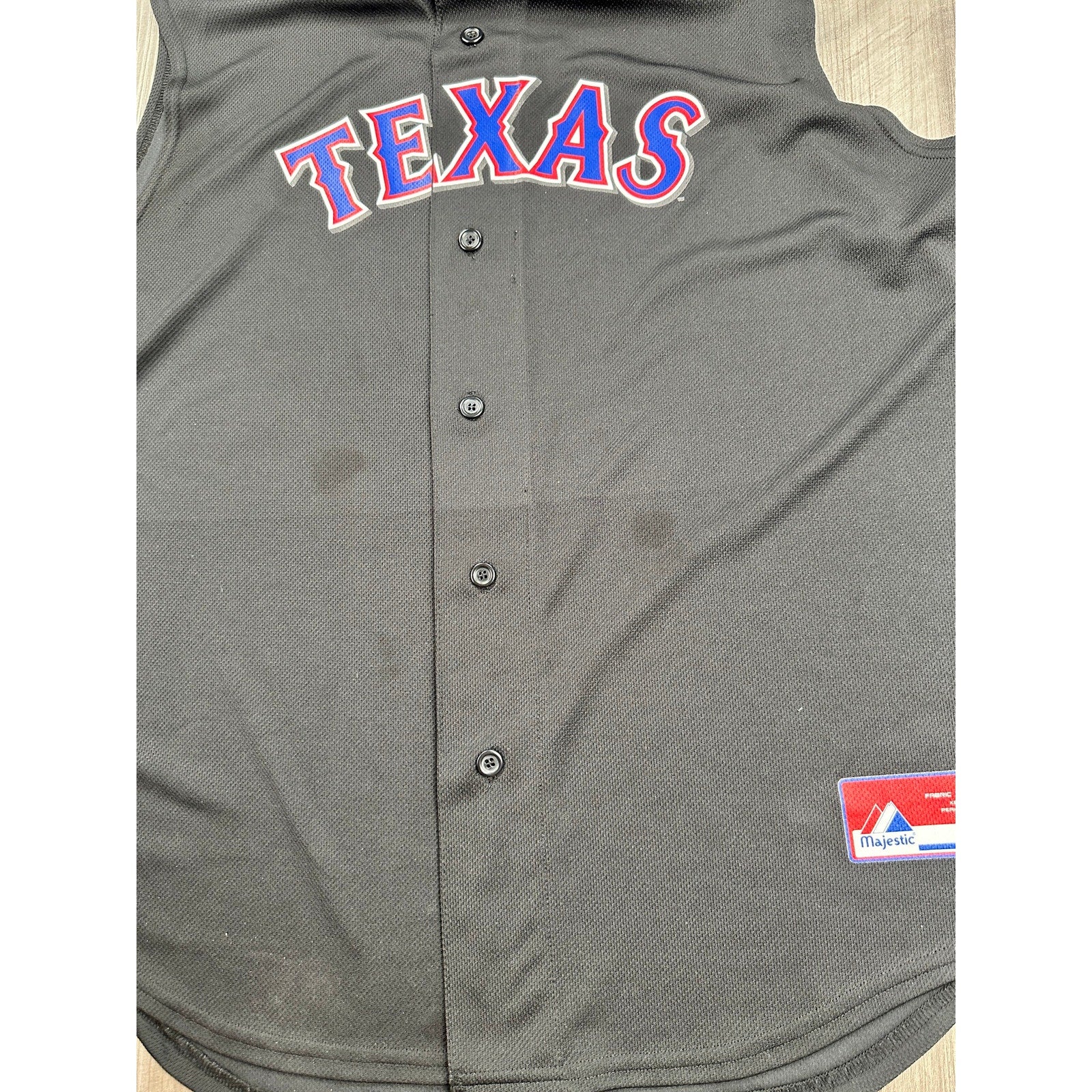 Majestic Texas Rangers Cool Base Blackout Sleeveless Mesh Jersey — Size L