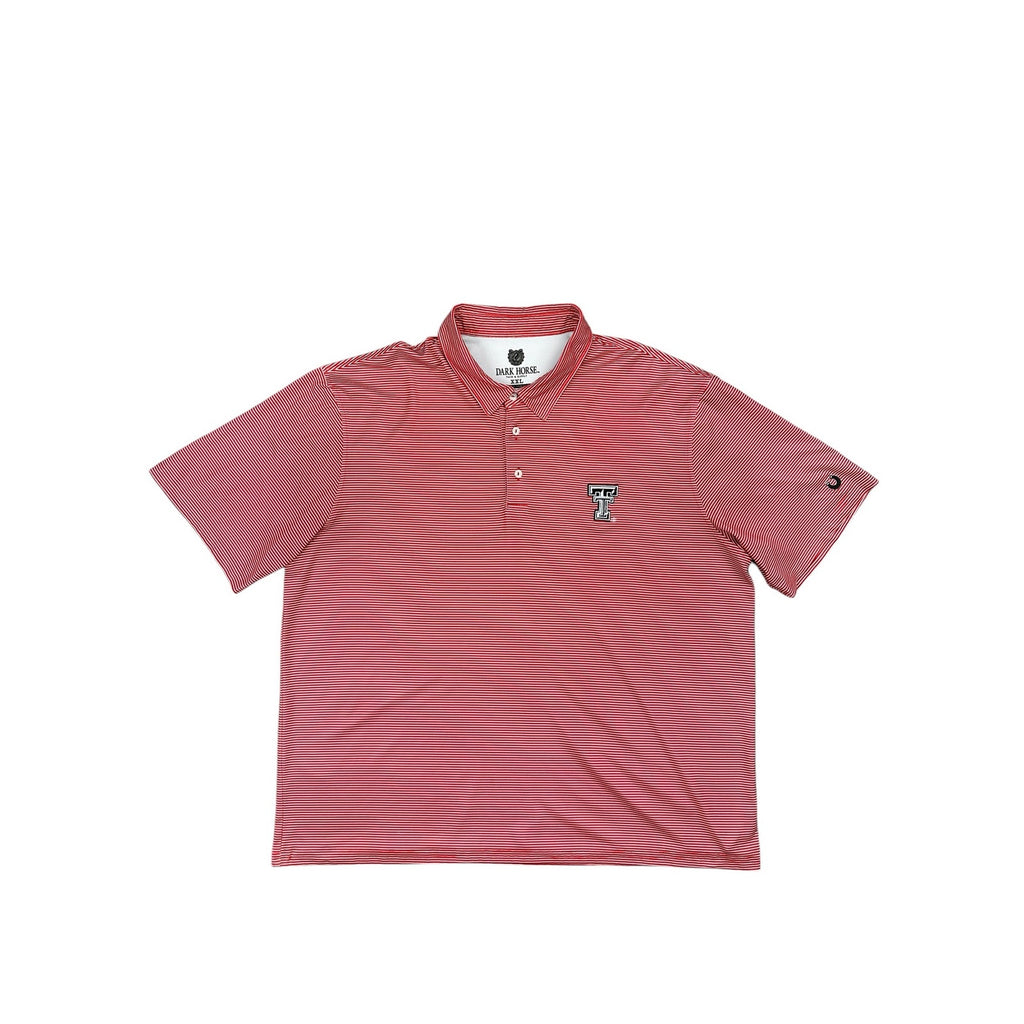 Dark Horse Tack & Supply Texas Tech Red Raiders Striped Golf Polo in Red, White — Size 2XL // Preowned