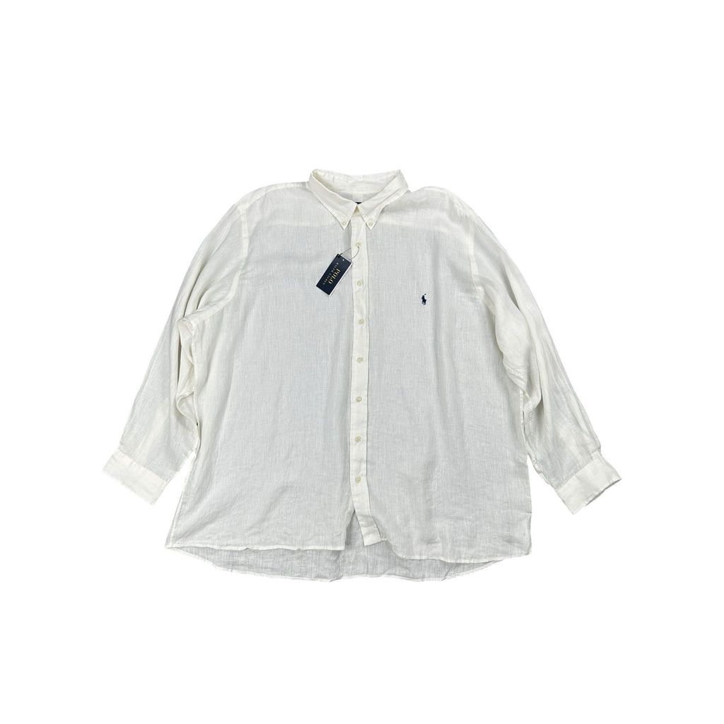 Polo Ralph Lauren Linen Classic Fit Long Sleeve Button Down in White Ivory — Size 3XB