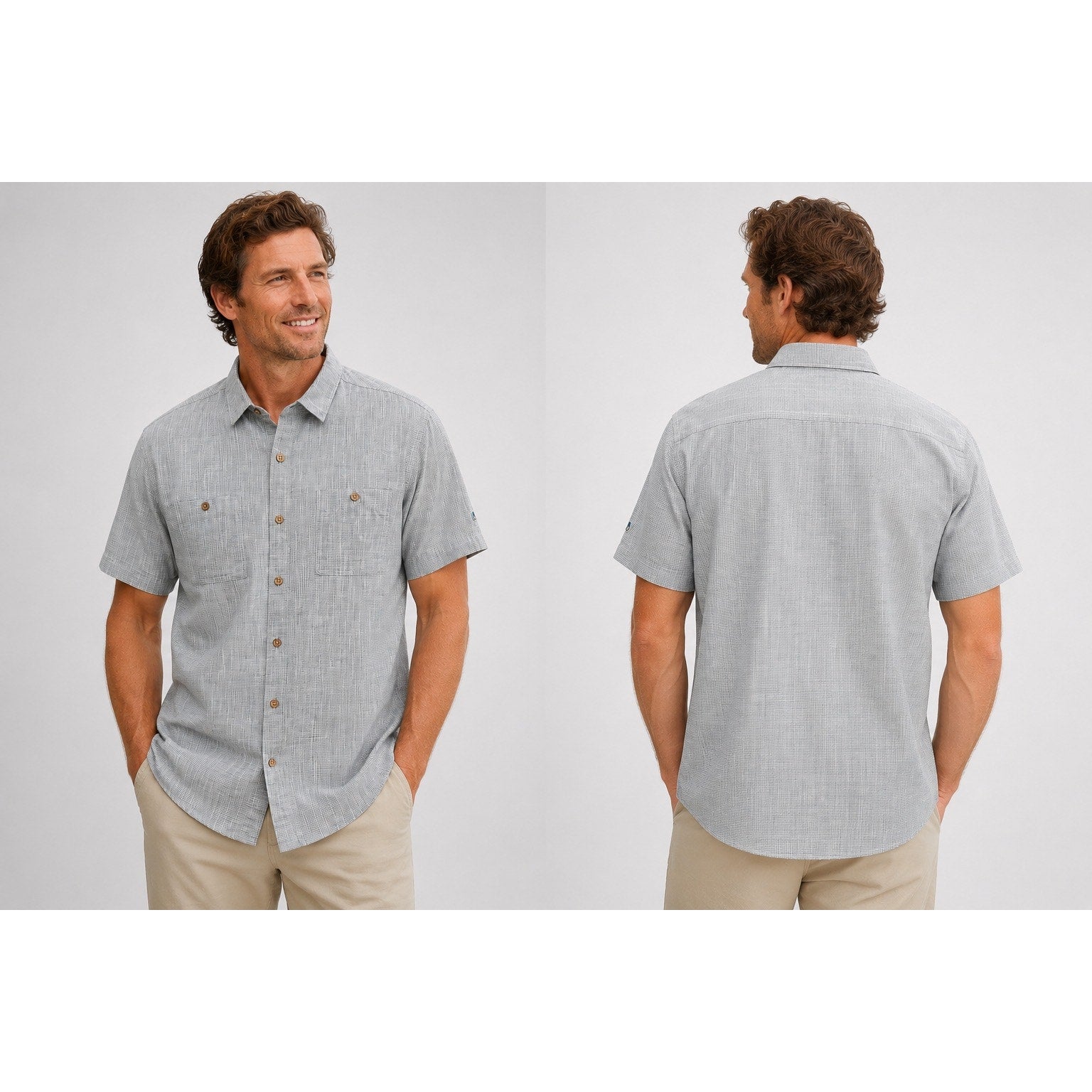 Kuhl Karib Short Sleeve Button Down in Blue Gray and White — Size XL // Preowned
