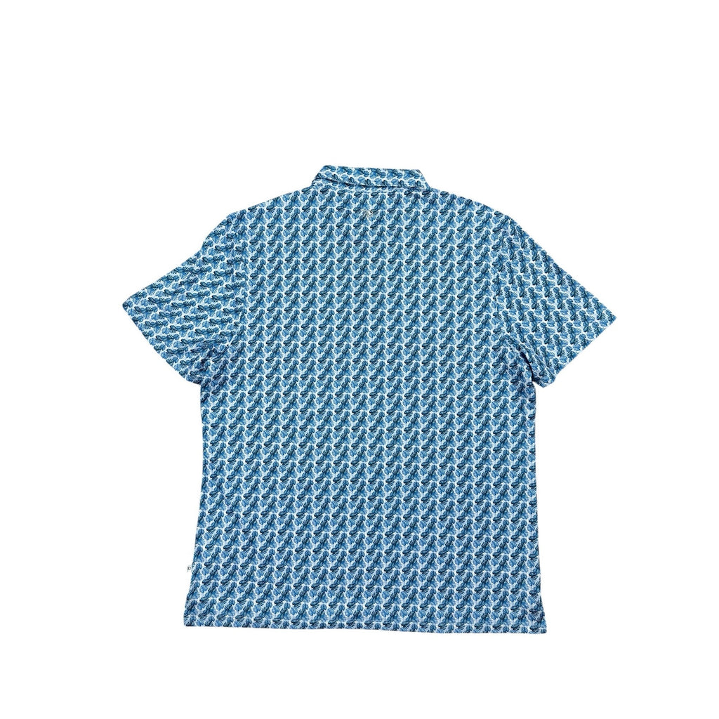 7 Diamonds Palm Leaf 4 Way Stretch Performance Jersey Polo in Blue — Size XL