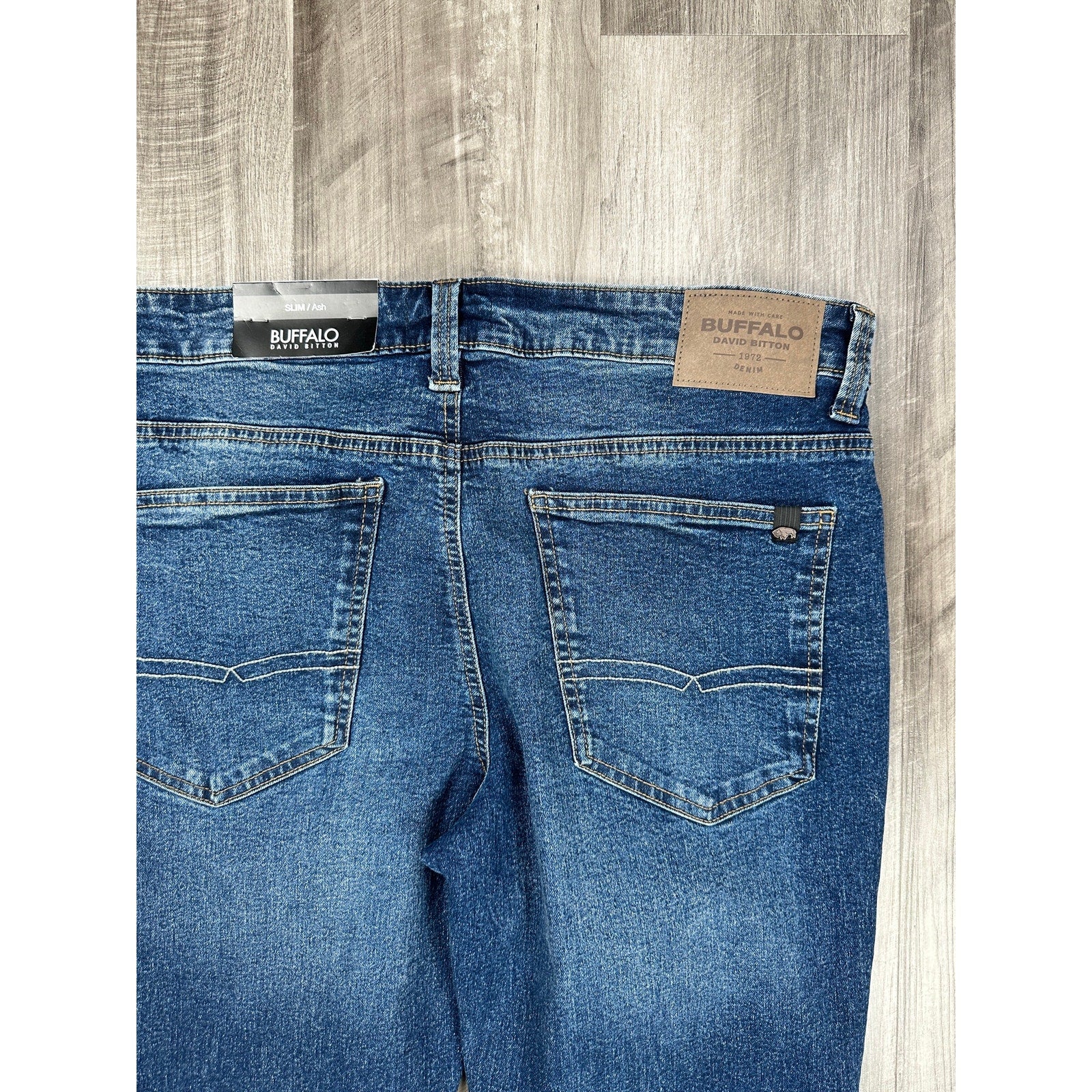 Buffalo David Bitton Ash Slim Stretch Jean in Indigo Sanded — Size 34x32