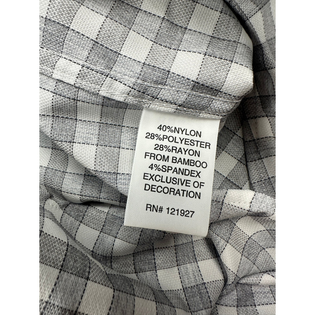 Johnnie-O Allworth Performance Checkered Long Sleeve Button Down in Light Gray — Size XL