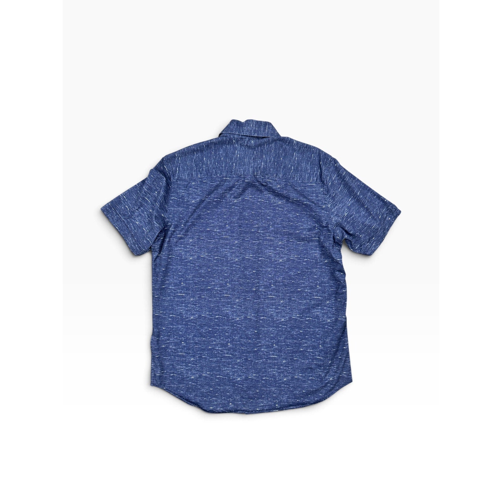 Bugatchi OoohCotton 8 Way Stretch Short Sleeve Shirt in Midnight — Size Medium // Preowned