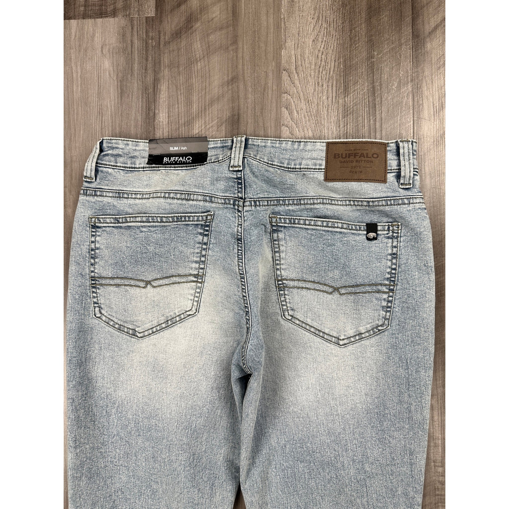 Buffalo David Bitton Ash Slim Fit Stretch Jean in Bleached and Blasted — Size 32x32