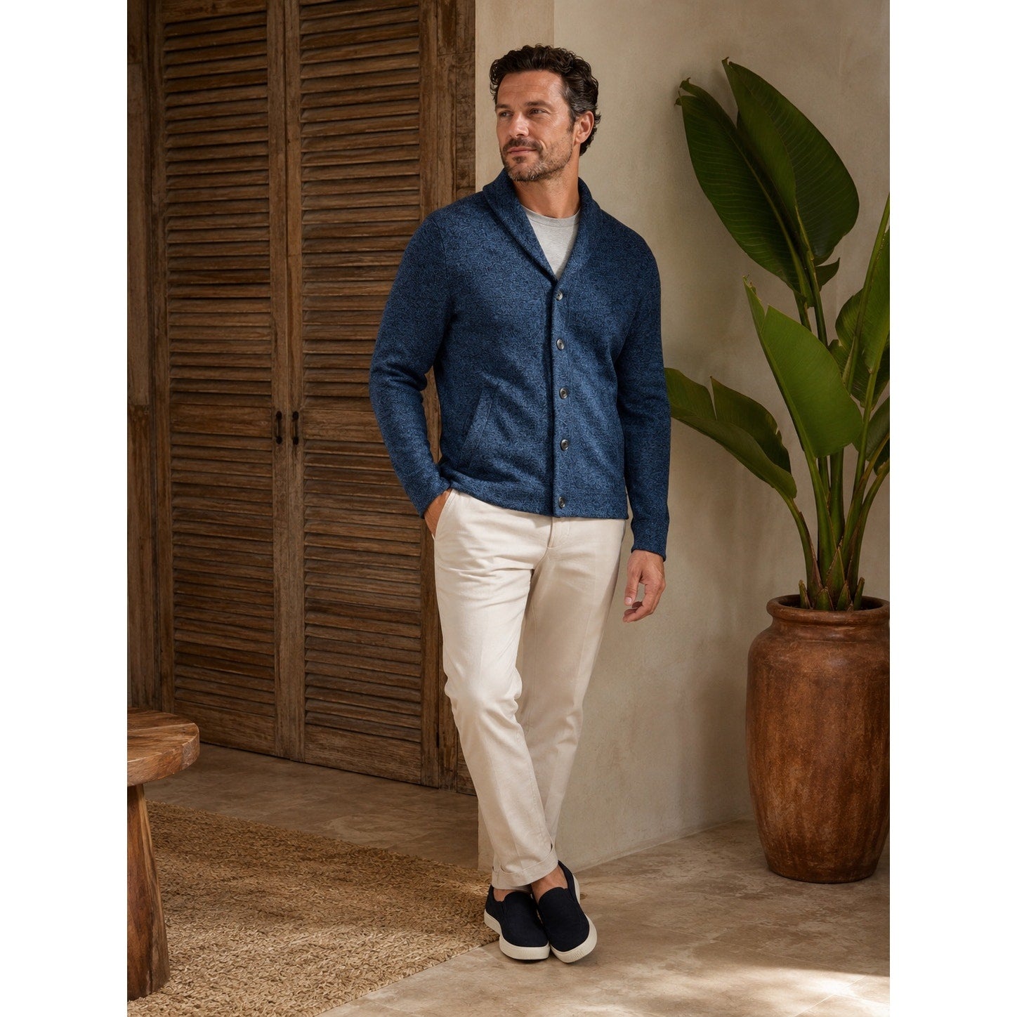Tommy Bahama Granite Bay Shawl Cardigan in Blue Note — Size Medium