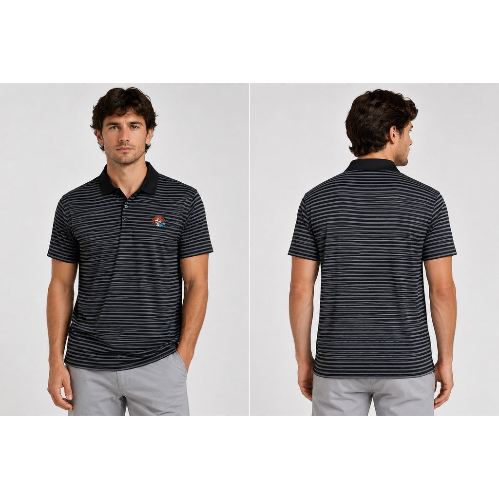 Grateful Dead x Section 119 Performance Striped Polo in Black and Grey — Size Large // Preowned